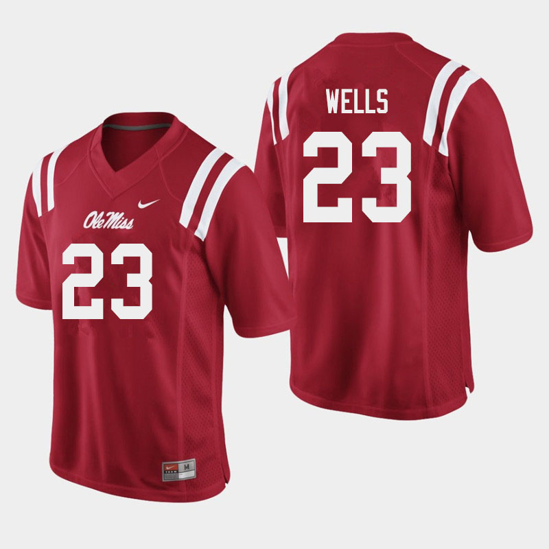 Men #23 Nevin Wells Ole Miss Rebels College Football Jerseys Sale-Red